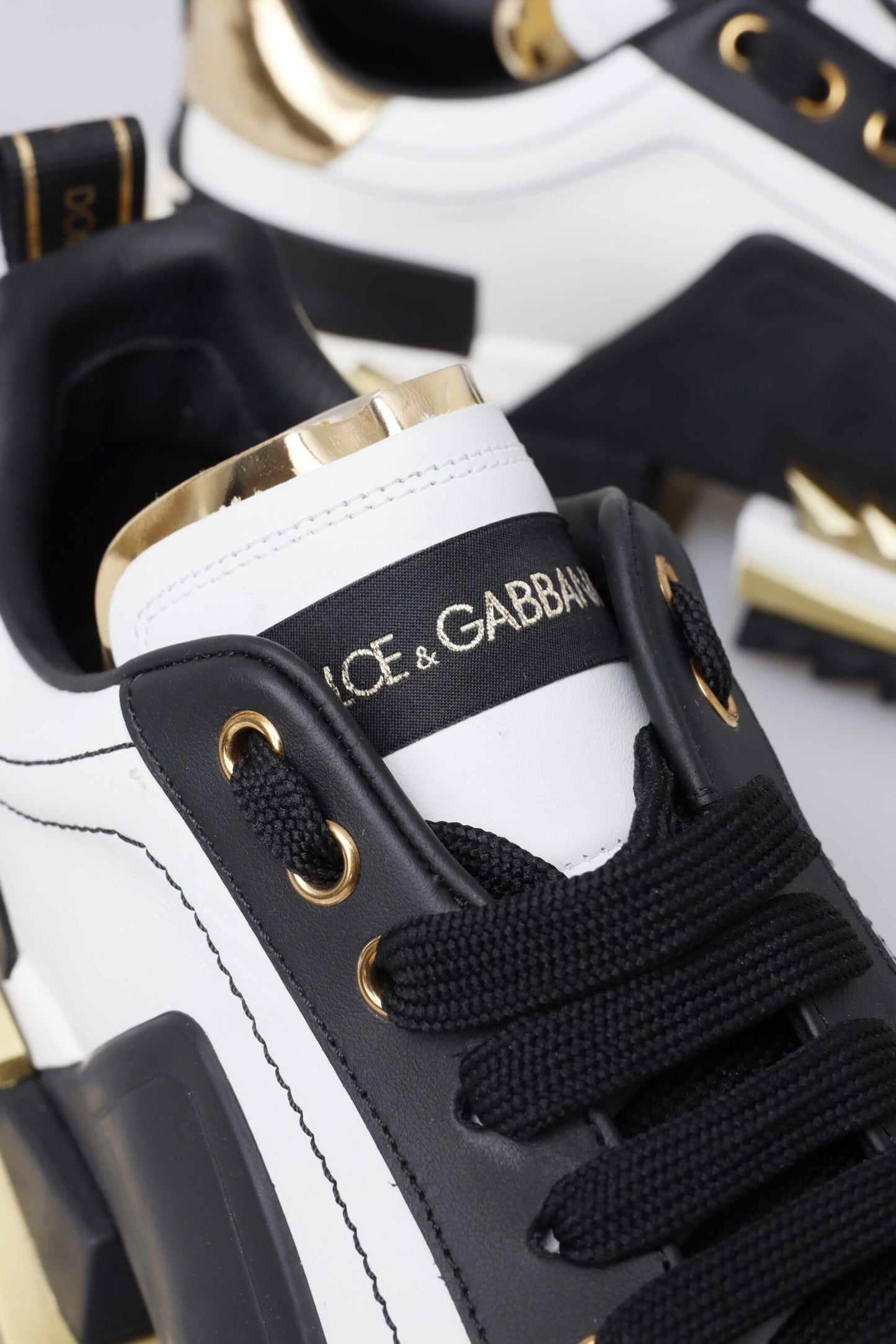 Super King Low Top Sneakers - White, Black & Gold