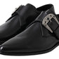 Elegant Black Leather Monk Strap Shoes