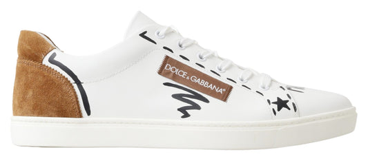 Elegant Low Top Leather Sneakers in White