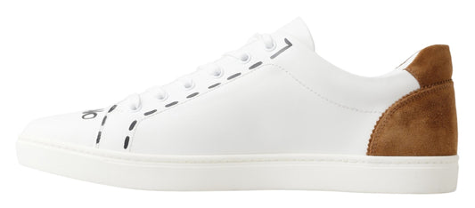 Elegant Low Top Leather Sneakers in White