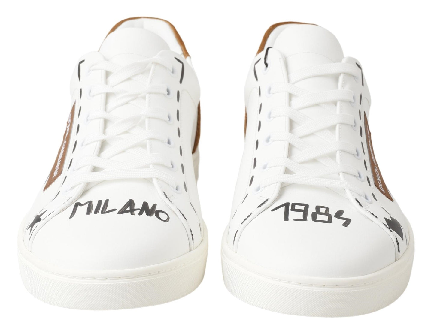 Elegant Low Top Leather Sneakers in White