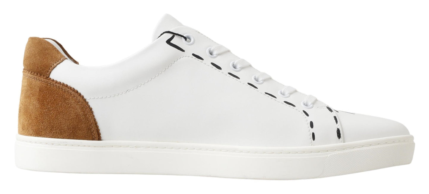 Elegant Low Top Leather Sneakers in White