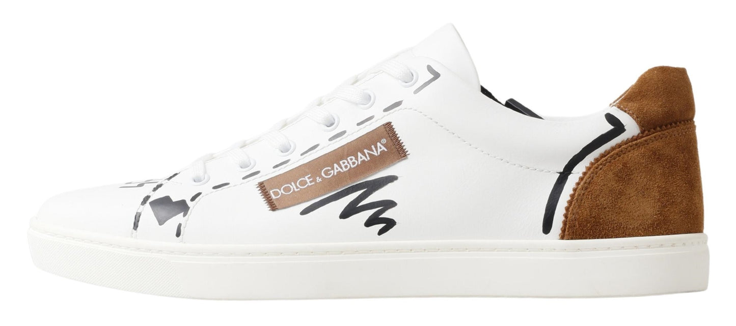 Elegant Low Top Leather Sneakers in White