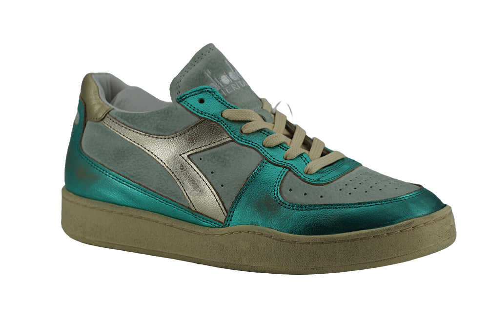 Elegant Sea Blue Retro Leather Sneakers