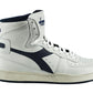 Vintage-Inspired White Blue Leather Sneakers