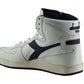 Vintage-Inspired White Blue Leather Sneakers