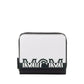 MCM Women's White Black Contrast Logo Small Zip Wallet