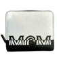 MCM Women's White Black Contrast Logo Small Zip Wallet