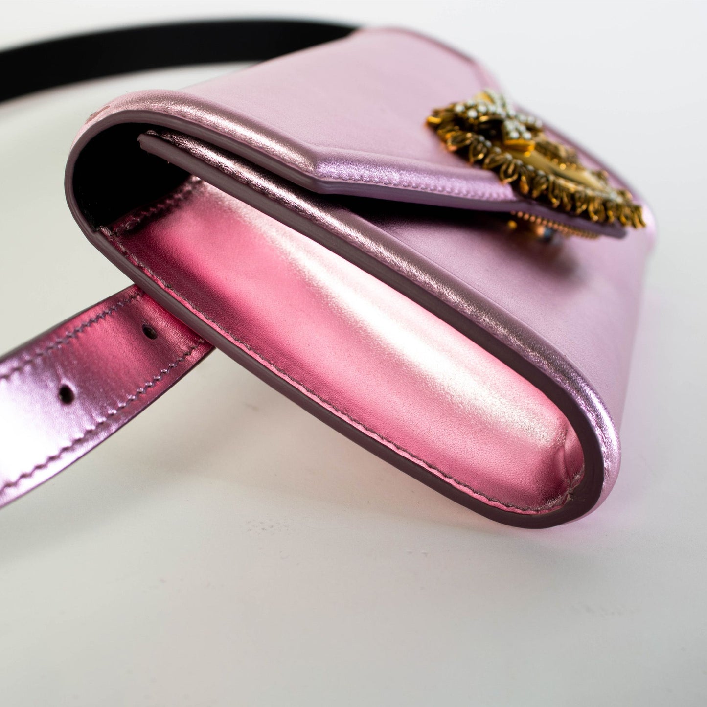 Elegant Pink Satin Clutch with Jewel Heart Closure