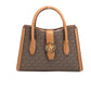 Gabby Small Brown PVC Top Zip Satchel Crossbody Bag Purse