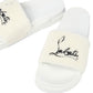 Elegant White Pool Slide Sandals with Iconic Red Sole