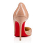 Nude Patent Leather Pumps with Red Sole