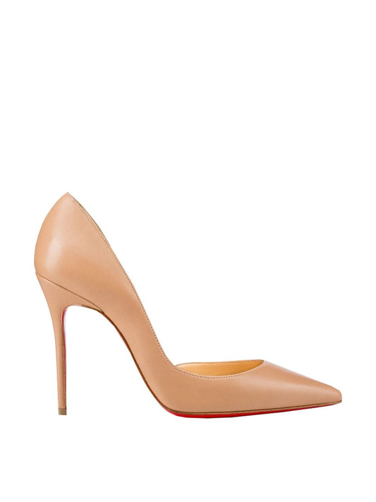 Elegant Nude Leather Pumps with Iconic Red Sole