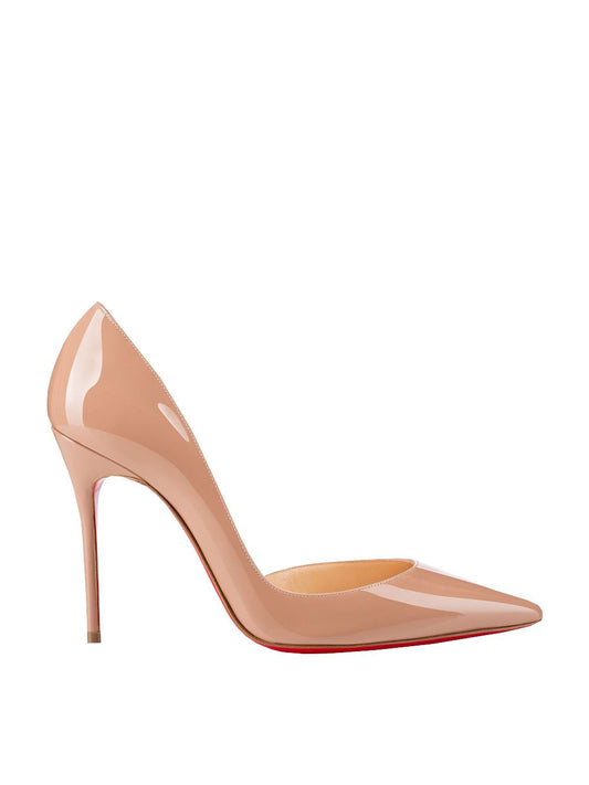 Nude Patent Leather Pumps with Red Sole