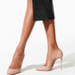 Elegant Nude Leather Pumps with Iconic Red Sole
