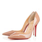 Nude Patent Leather Pumps with Red Sole