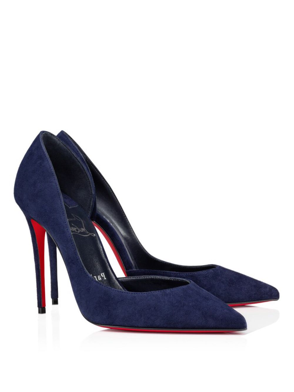 Velvet Blue Decollete Stiletto Pumps