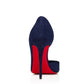 Velvet Blue Decollete Stiletto Pumps