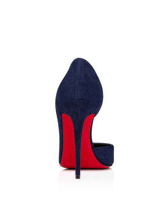 Velvet Blue Decollete Stiletto Pumps