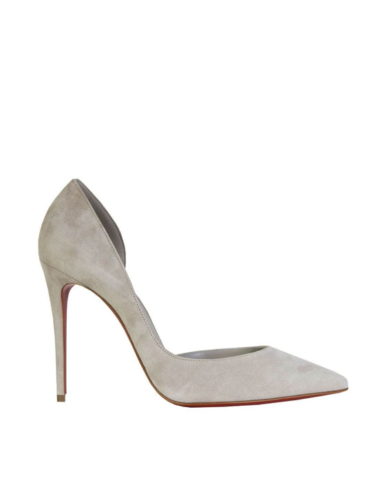 Elegant Grey Velvet Pumps with Iconic Red Sole