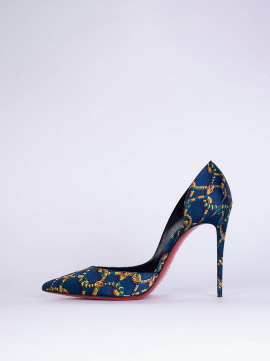 Elegant Satin Chain Print Pumps