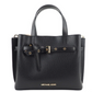 Emilia Small Leather Convertible Satchel Crossbody Handbag Purse Black