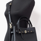 Emilia Small Leather Convertible Satchel Crossbody Handbag Purse Black