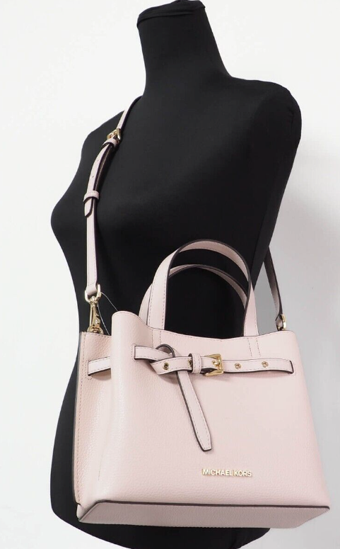 Emilia Small Leather Convertible Satchel Crossbody Handbag Purse Pink