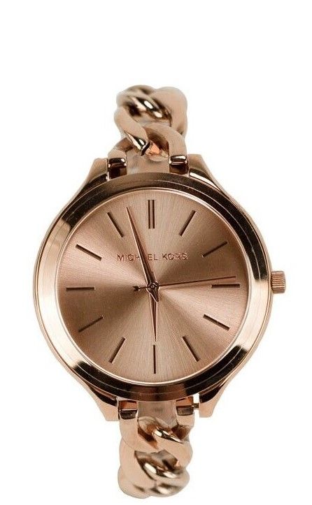 Slim Runway Rose Gold Toned Stainless Steel Chain Watch MK3223