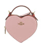 Small Pink Colorblock Crossgrain Leather Heart Crossbody Handbag