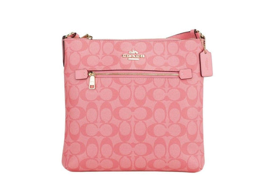 Rowan Medium Coated Canvas Pink Lemonade File Crossbody Handbag