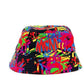 Cubic Monogram Neon Cotton Silk Blend Embroidered Logo Bucket Hat