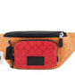 (C9892) Light Orange Multi Blocked Signature Canvas Track Waist Belt Bag
