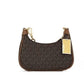 Cora Mini Brown Signature PVC Zip Pouchette Crossbody Handbag Purse