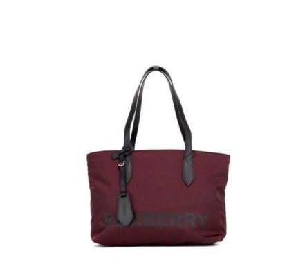 Small Burgundy Logo Branded Econyl Nylon Tote Shoulder Handbag Purse