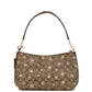 Clara Medium Snowflake Print Khaki Canvas Shoulder Handbag Purse