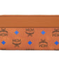 Portuna Large Cognac Visetos Leather Multifunction Zip Around Clutch Wallet