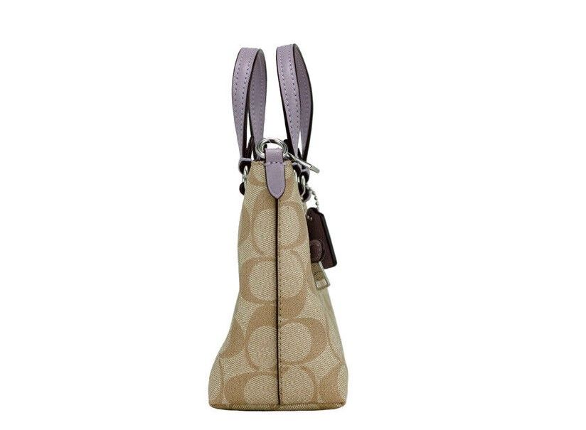 Gallery Mini Khaki Lilac Signature Coated Canvas Crossbody Bag