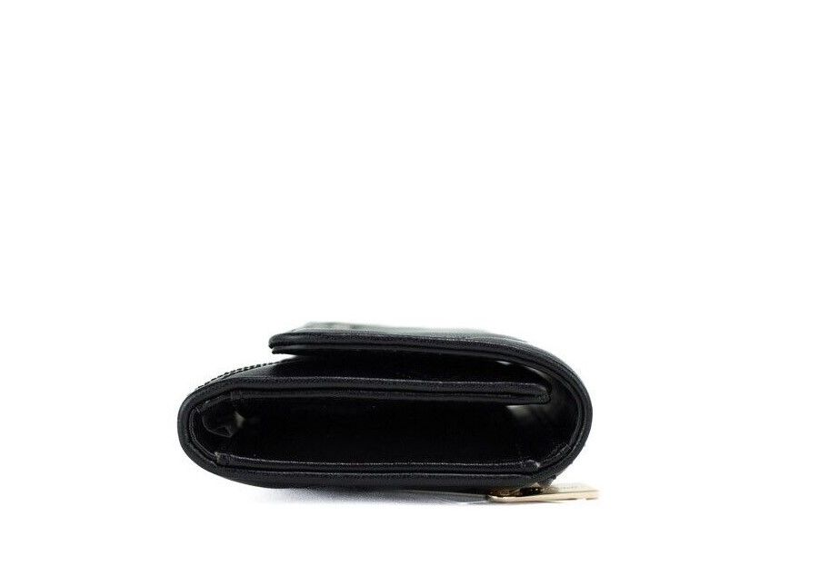 Jet Set Travel Large Black Quilted Vegan Leather Trifold Wallet