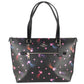 Disco Star Print Crossgrain Leather Gallery Shoulder Tote Handbag