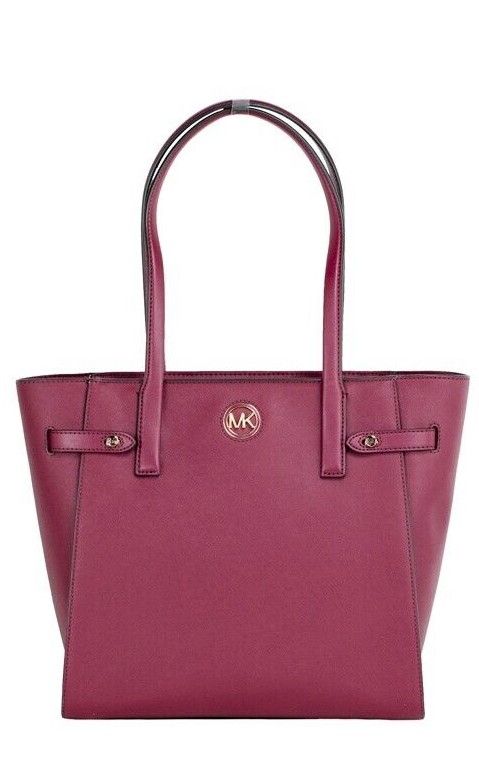 Carmen Large Mulberry Saffiano Leather North South Tote Handbag