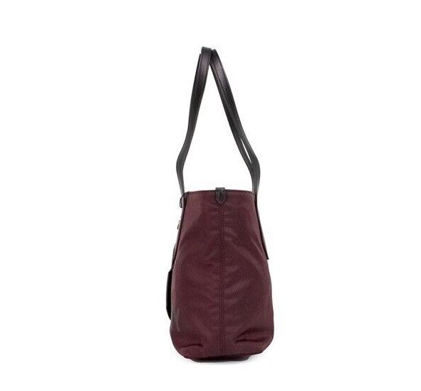 Small Burgundy Logo Branded Econyl Nylon Tote Shoulder Handbag Purse