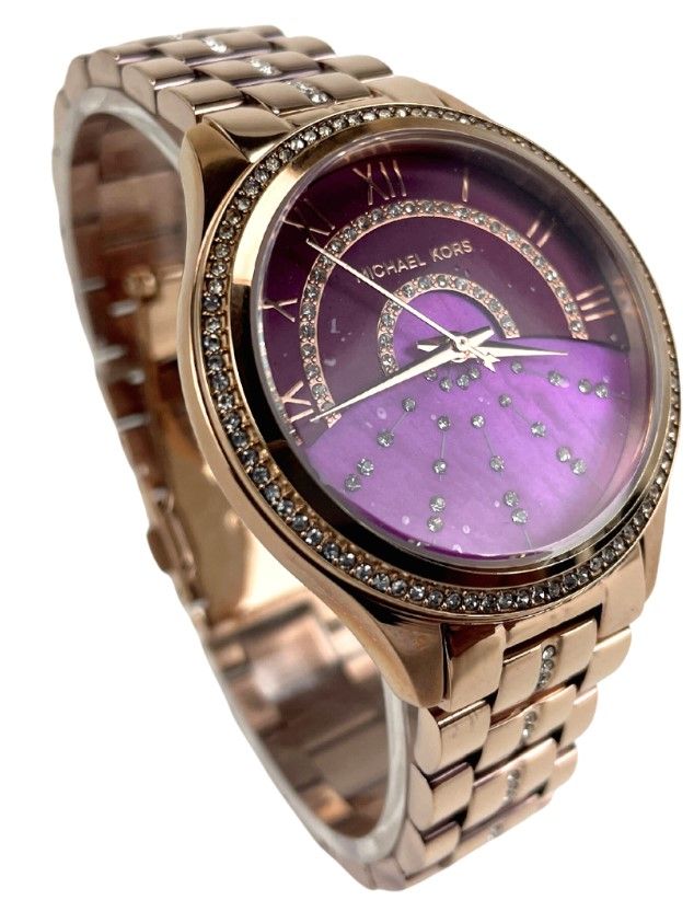 MK3722 Lauryn Rose Gold Tone Purple Dial Wrist Watch