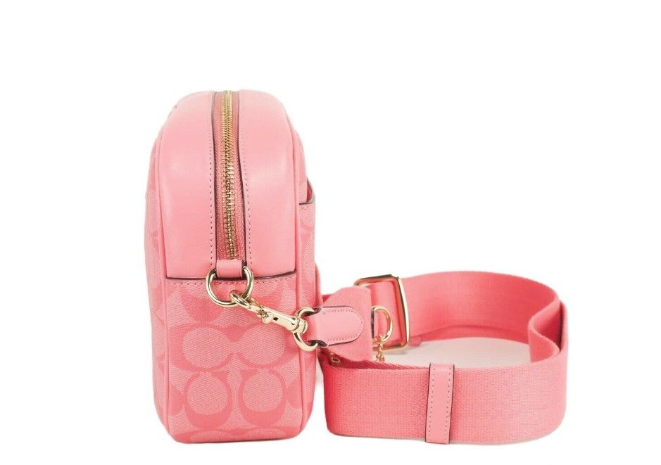 Jamie Medium Pink Lemonade Coated Canvas Camera Crossbody Handbag