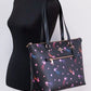 Disco Star Print Crossgrain Leather Gallery Shoulder Tote Handbag