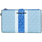 Jet Set Pale Ocean Multi Striped PVC Large Double Zip Wrist Wallet