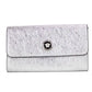 Small Metallic Silver Lamb Leather Medusa Clutch Crossbody Wallet Bag