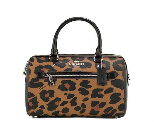 Rowan Medium Leopard Print Coated Canvas Satchel Handbag Bag Purse