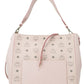 Aren Medium Visetos Powder Pink Leather Hobo Shoulder Crossbody Handbag