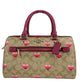 (CA248) Heart Print Signature Leather Rowan Medium Satchel Handbag Purse